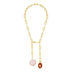 Collier Double Pendant Quartz Rose - 1
